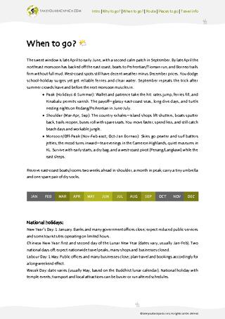 example page 1 from our offline Travel Guide for Malaysia