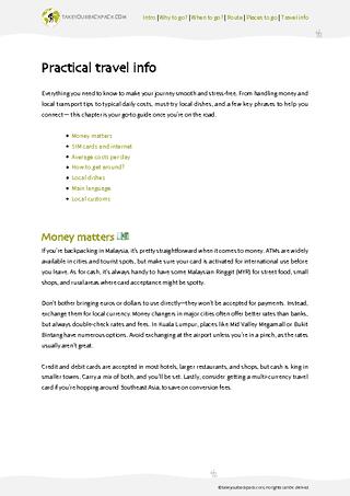example page 4 from our offline Travel Guide for Malaysia
