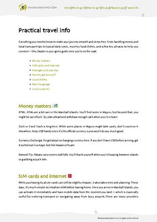 example page 4 from our offline Travel Guide for Marshall Islands