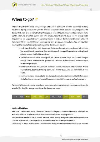 example page 1 from our offline Travel Guide for Morocco