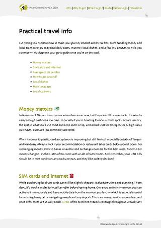 example page 4 from our offline Travel Guide for Myanmar