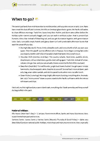 example page 1 from our offline Travel Guide for Nicaragua