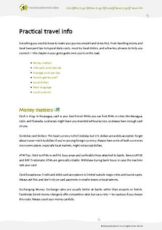 example page 4 from our offline Travel Guide for Nicaragua