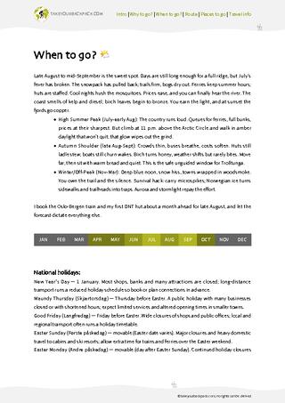 example page 1 from our offline Travel Guide for Norway