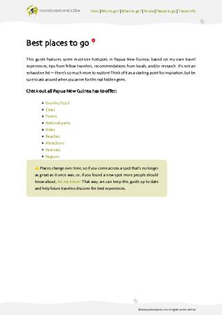 example page 2 from our offline Travel Guide for Papua New Guinea