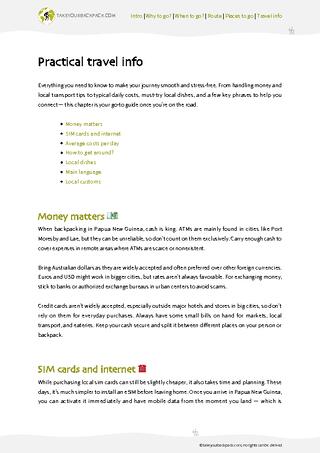 example page 4 from our offline Travel Guide for Papua New Guinea