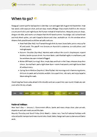 example page 1 from our offline Travel Guide for Paraguay