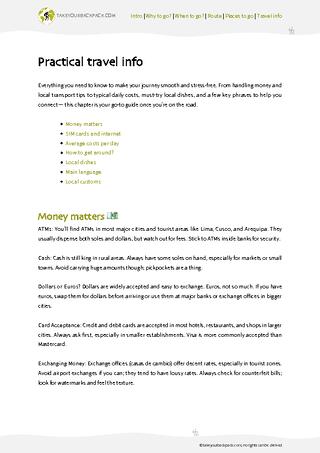example page 4 from our offline Travel Guide for Peru