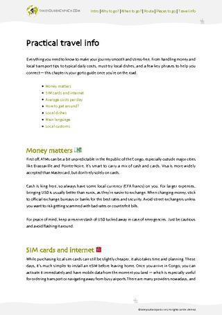 example page 4 from our offline Travel Guide for Republic of the Congo
