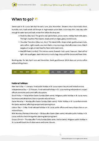 example page 1 from our offline Travel Guide for Saint Lucia
