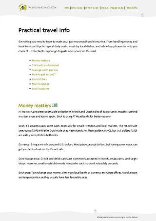 example page 4 from our offline Travel Guide for Saint Martin