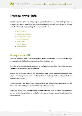 example page 4 from our offline Travel Guide for Serbia