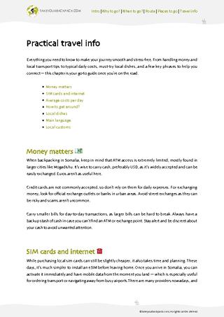 example page 4 from our offline Travel Guide for Somalia