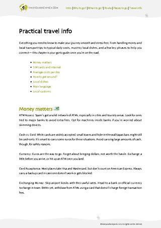 example page 4 from our offline Travel Guide for Spain