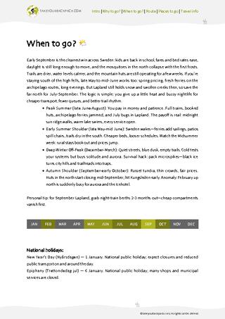 example page 1 from our offline Travel Guide for Sweden