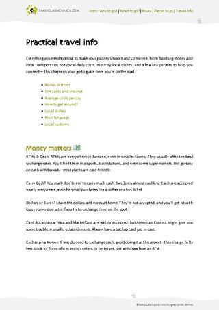 example page 4 from our offline Travel Guide for Sweden