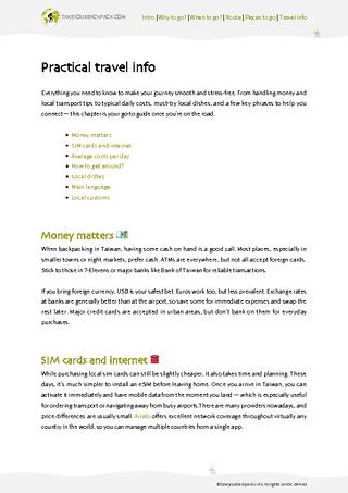example page 4 from our offline Travel Guide for Taiwan