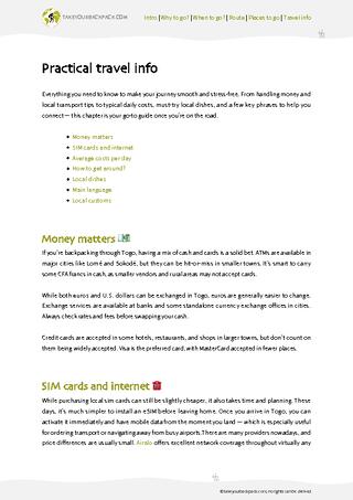 example page 4 from our offline Travel Guide for Togo