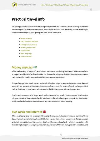 example page 4 from our offline Travel Guide for Tonga