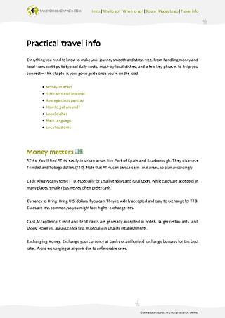 example page 4 from our offline Travel Guide for Trinidad and Tobago