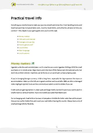 example page 4 from our offline Travel Guide for Uganda