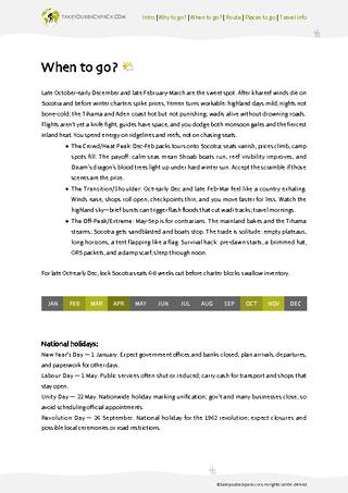 example page 1 from our offline Travel Guide for Yemen