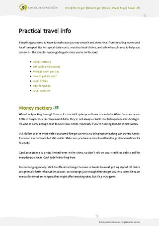 example page 4 from our offline Travel Guide for Yemen