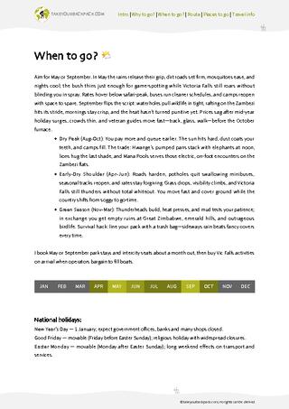 example page 1 from our offline Travel Guide for Zimbabwe