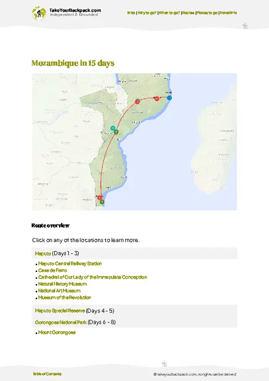 example page 4 from our offline Travel Guide for Mozambique