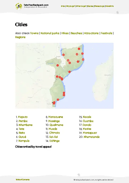 example page 6 from our offline Travel Guide for Mozambique