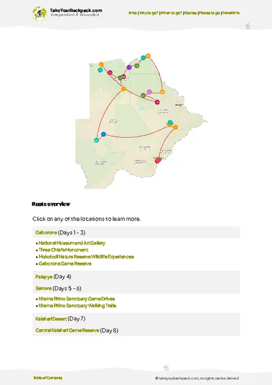 example page 4 from our offline Travel Guide for Botswana