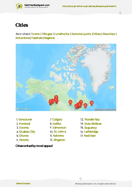 example page 6 from our offline Travel Guide for Canada