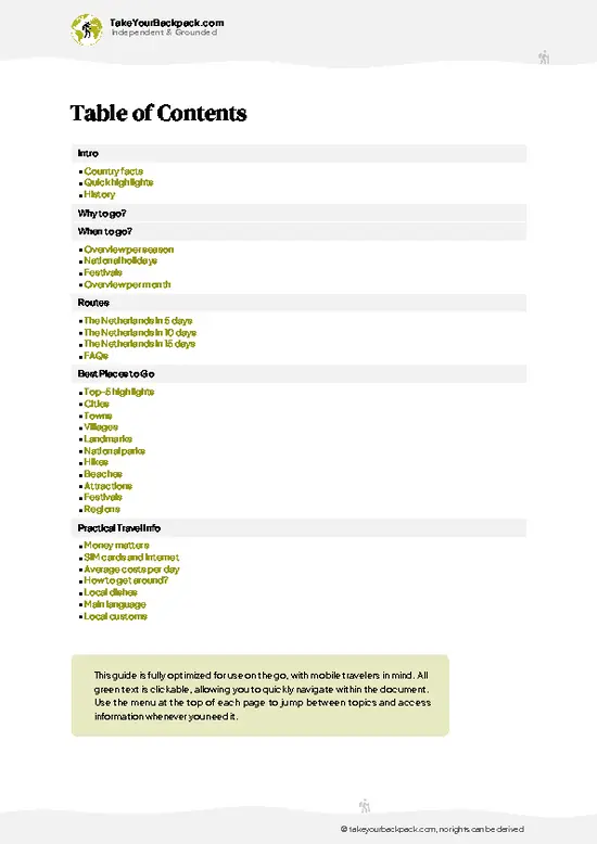 example page 2 from our offline Travel Guide for Netherlands