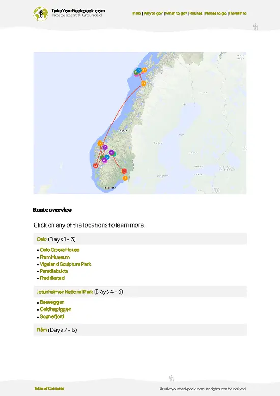 example page 4 from our offline Travel Guide for Norway