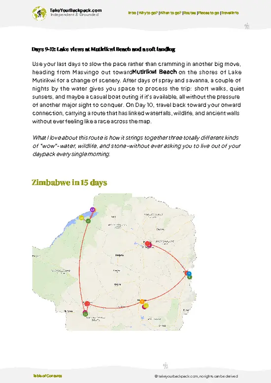 example page 4 from our offline Travel Guide for Zimbabwe