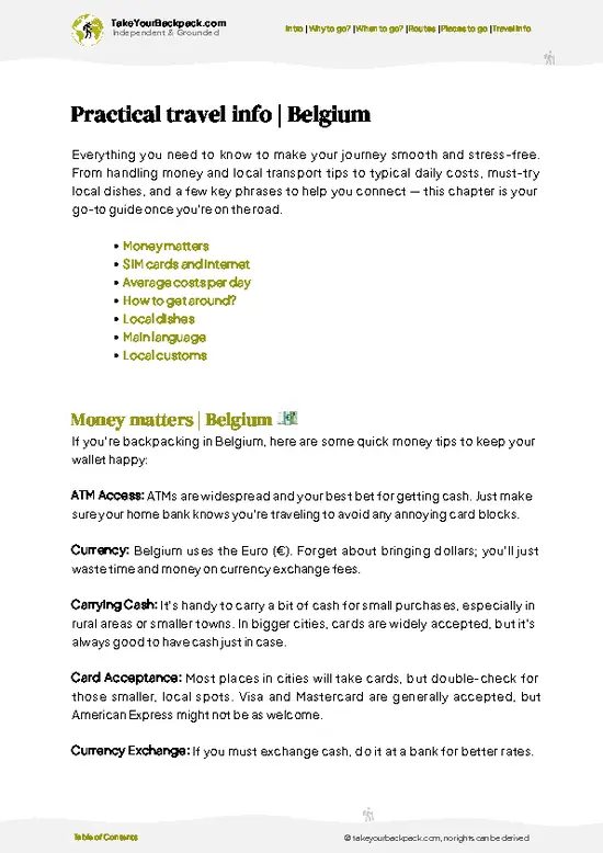 example page 7 from our offline Travel Guide for Belgium