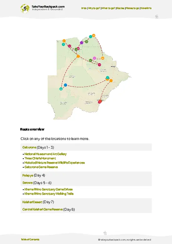 example page 4 from our offline Travel Guide for Botswana