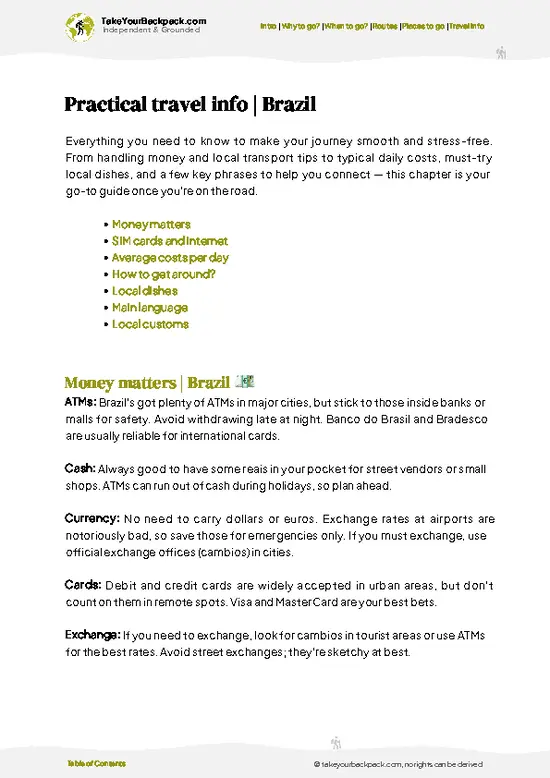 example page 7 from our offline Travel Guide for Brazil