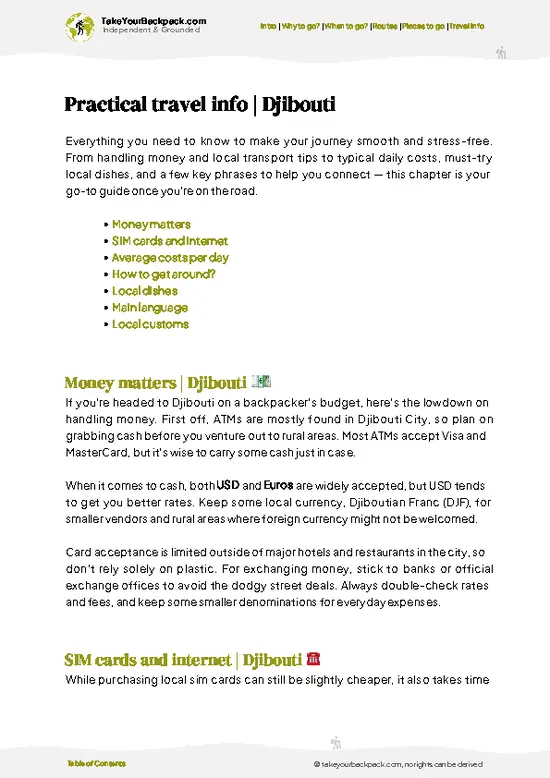 example page 7 from our offline Travel Guide for Djibouti