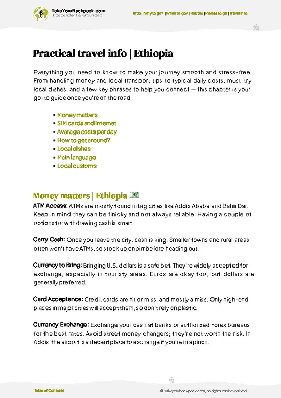 example page 7 from our offline Travel Guide for Ethiopia