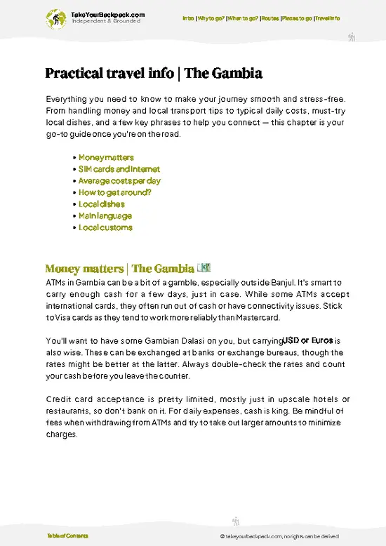 example page 7 from our offline Travel Guide for Gambia