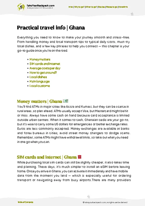example page 7 from our offline Travel Guide for Ghana
