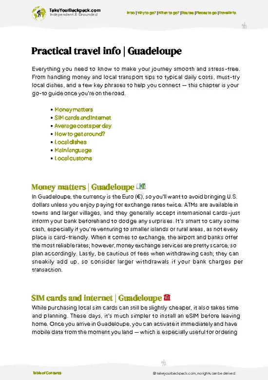 example page 7 from our offline Travel Guide for Guadeloupe