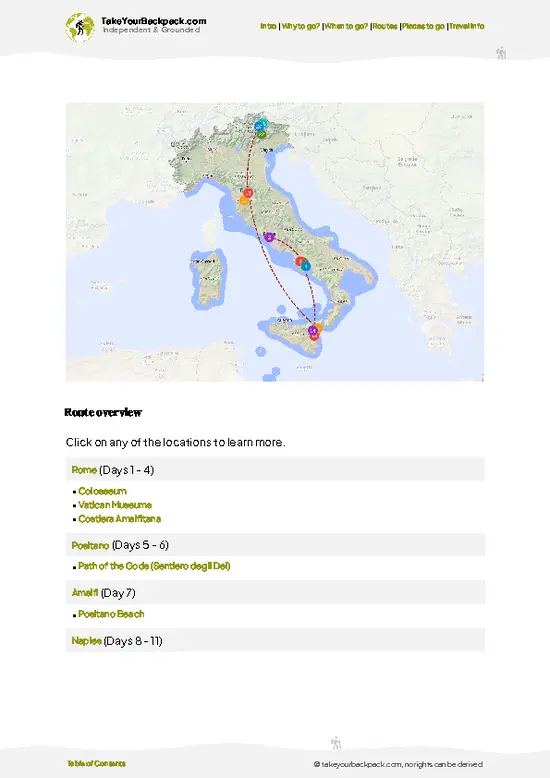 example page 4 from our offline Travel Guide for Italy