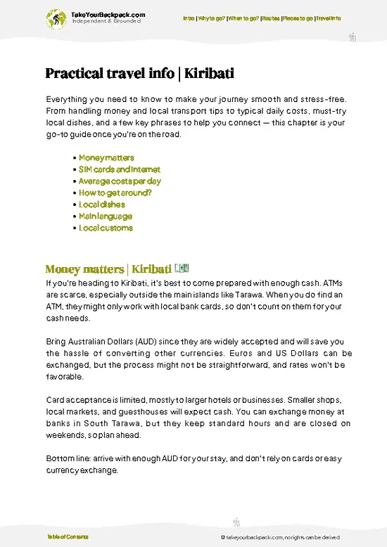 example page 7 from our offline Travel Guide for Kiribati