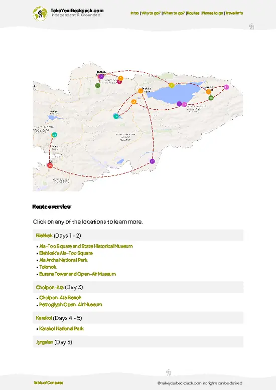 example page 4 from our offline Travel Guide for Kyrgyzstan