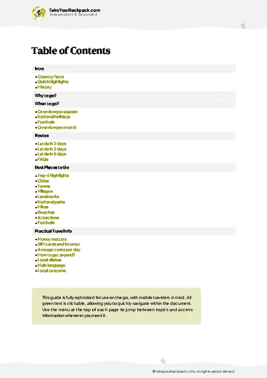 example page 2 from our offline Travel Guide for Latvia