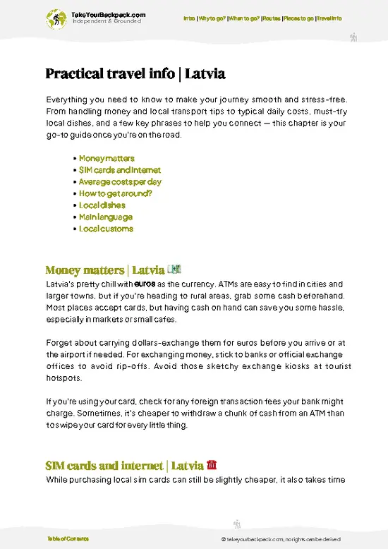 example page 7 from our offline Travel Guide for Latvia
