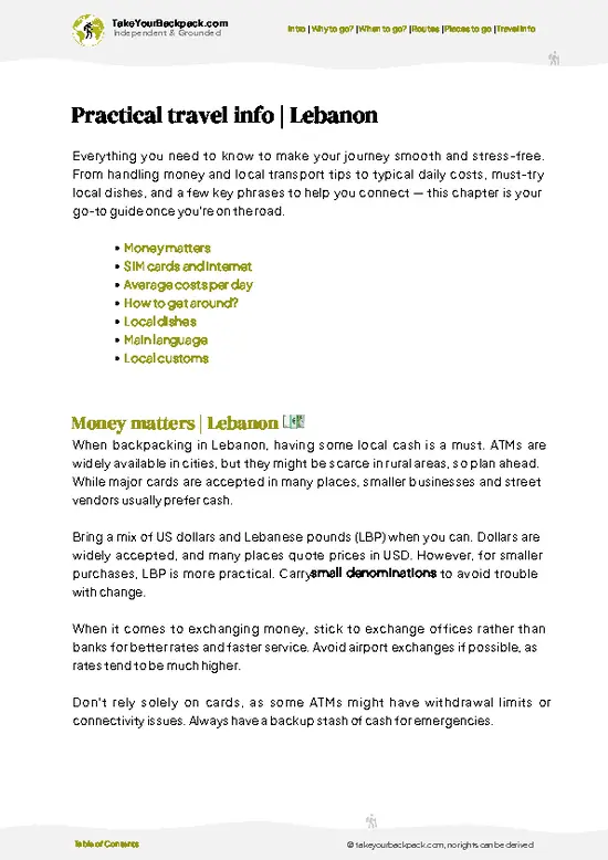 example page 7 from our offline Travel Guide for Lebanon