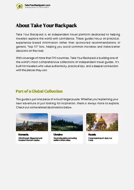 example page 1 from our offline Travel Guide for Moldova